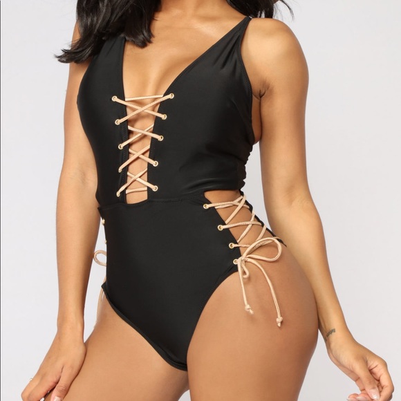 Black One Piece Bathing Suit - Picture 3 of 5